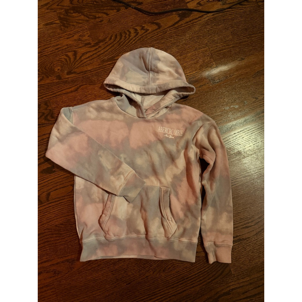 Girls Abercrombie Kids Hoodie Size 12 Pink Gray Tie-Dye